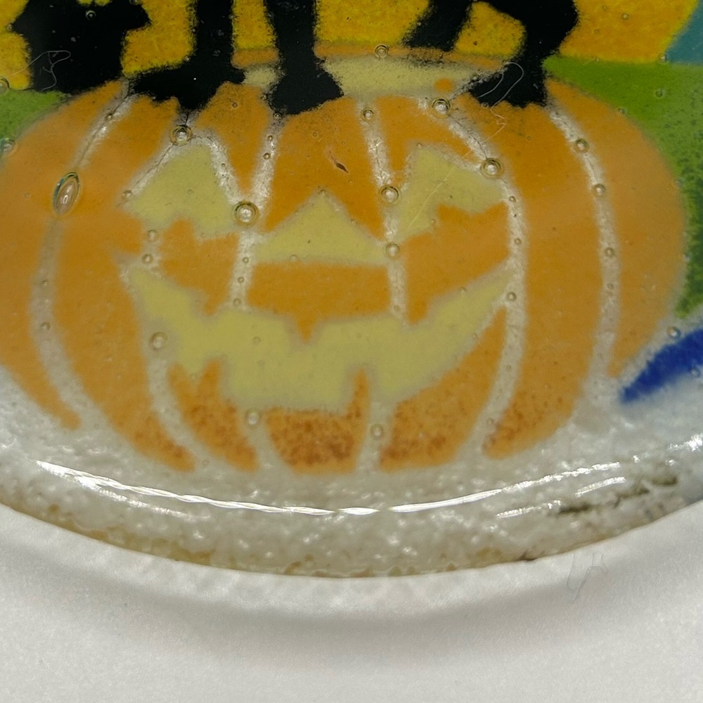 Peggy Karr Glass a 6In beautiful Black Cat Halloween Plate Handmade - Picture 4 of 5